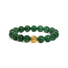18K Yellow Gold Aventurine Beaded Charm Bracelet