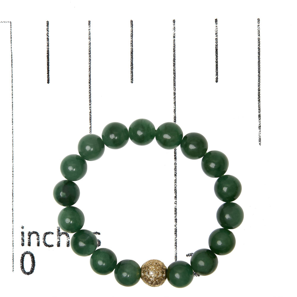 18K Yellow Gold Aventurine Beaded Charm Bracelet