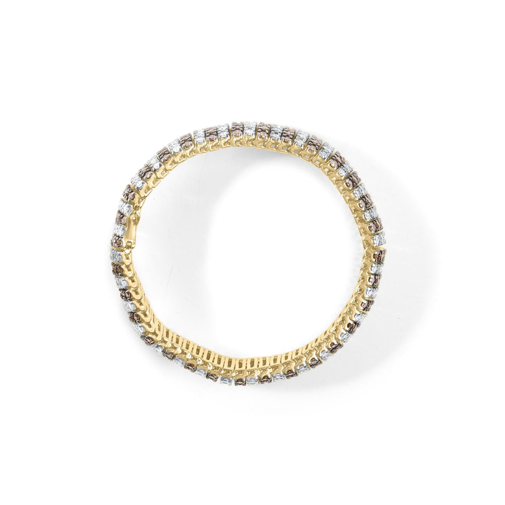 10K Yellow Gold 10 CTW 1/3 Cttw Alternating Coco Color and White Diamond 5 Row Tennis Bracelet (Brown/H-I Color, SI1-SI2 Clarity) - Size 7.25