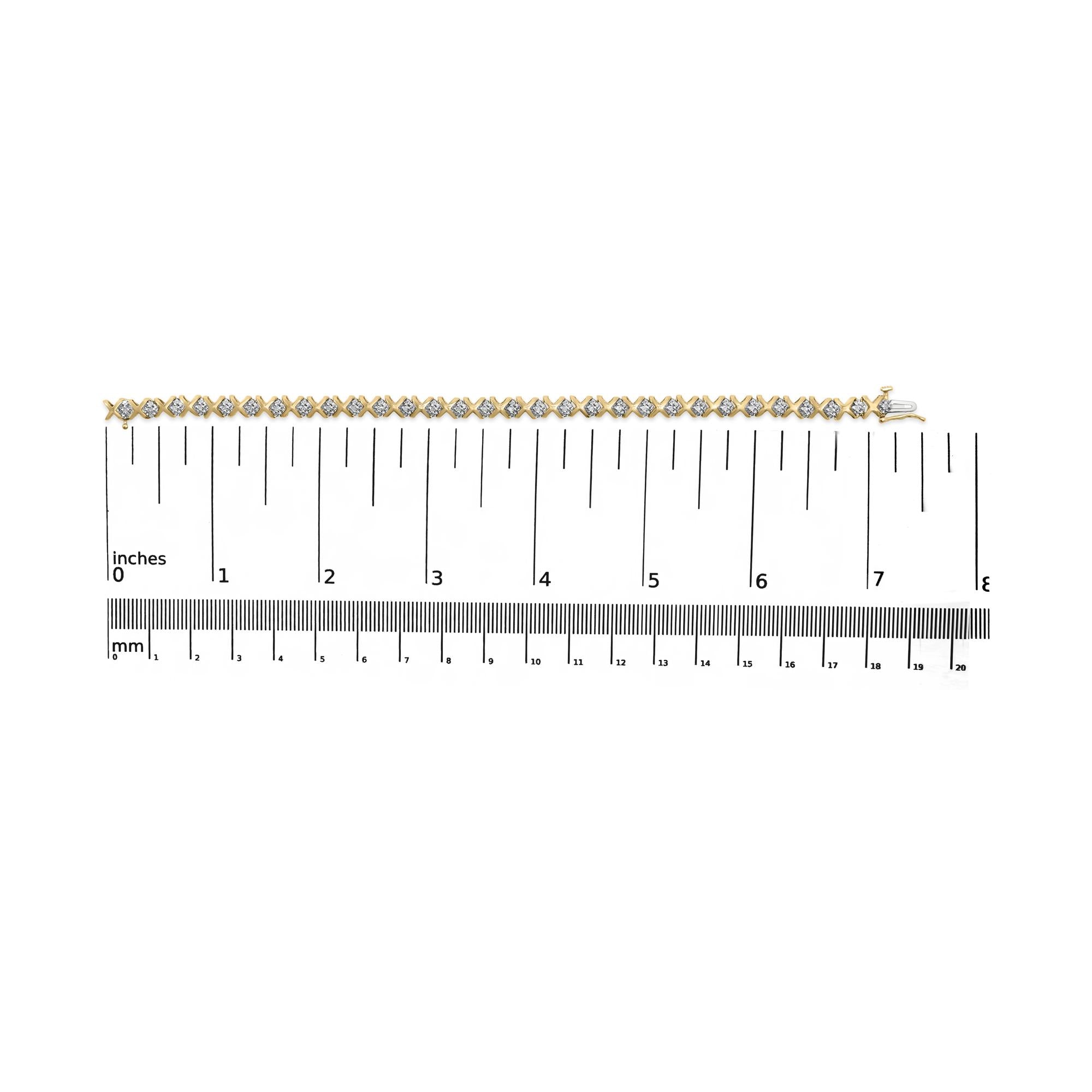 10K Yellow Gold 1/2 Cttw Diamond Alternating X-Link Bracelet