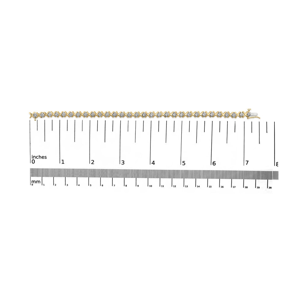 10K Yellow Gold 1/2 Cttw Diamond Alternating X-Link Bracelet