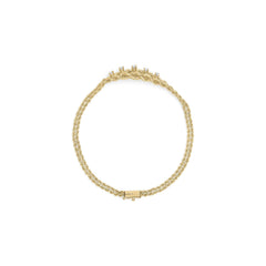 10K Yellow Gold 1/4 Cttw Round-Cut Diamond Basket Weave Rope Chain Style 7" Bracelet (H-I Color, I1-I2 Clarity)