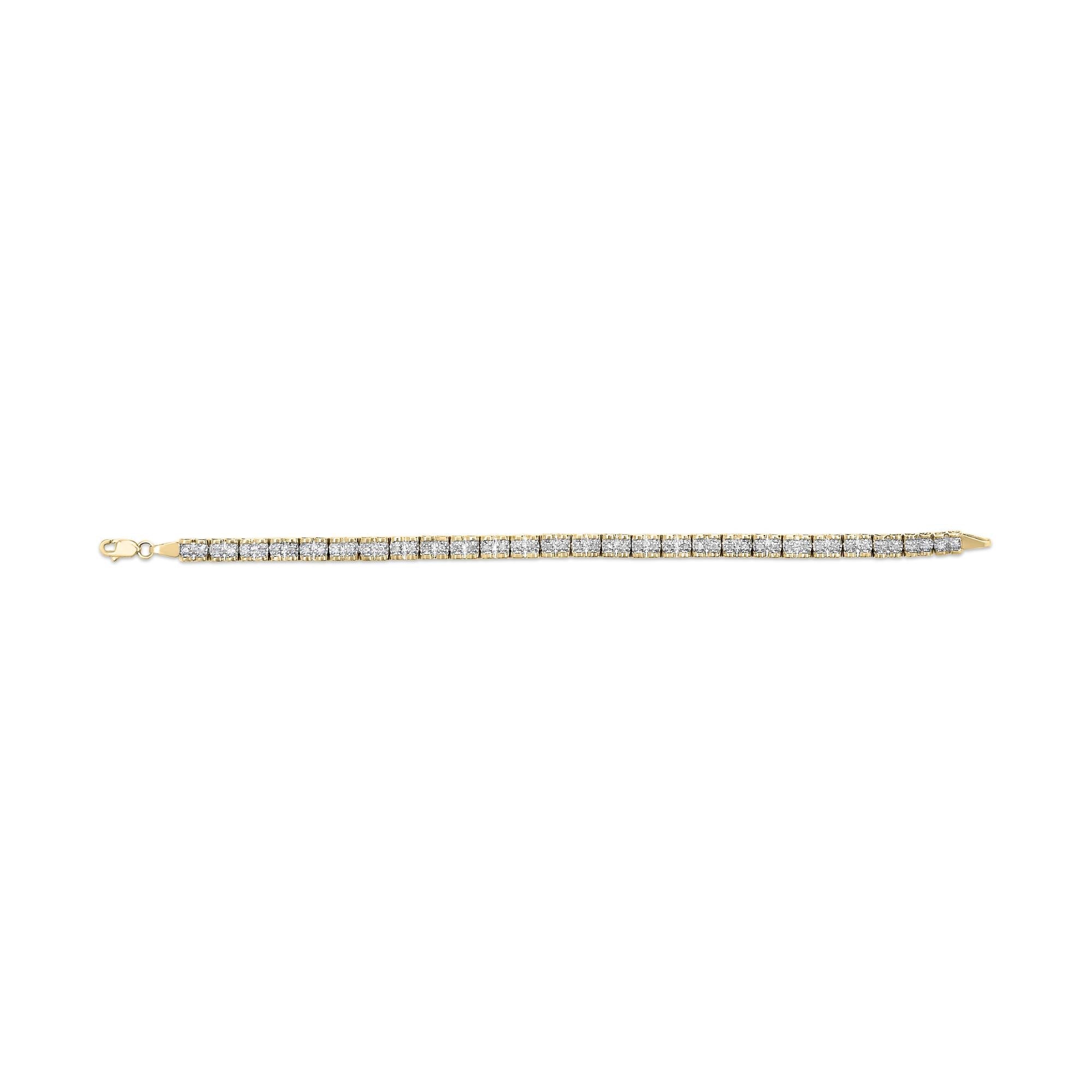 10K Yellow Gold 1.00 Cttw Round-Cut Diamond Link Bracelet (I-J Color, I3-Promo Clarity) - Size 7"