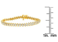 18K Yellow Gold Round Cut Diamond Spiral Link Bracelet (2.00 cttw, I-J Color, I1-I2 Clarity)