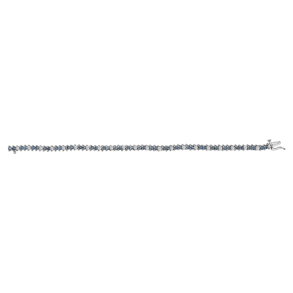 14K White Gold White And Treated Blue Diamond Bracelet (4 5/8 cttw, H-I Color, I1-I2 Clarity)