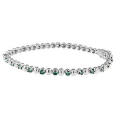 14K White Gold Round-Cut Blue Diamonds Bracelet (3.00 cttw, Blue Color, Clarity)