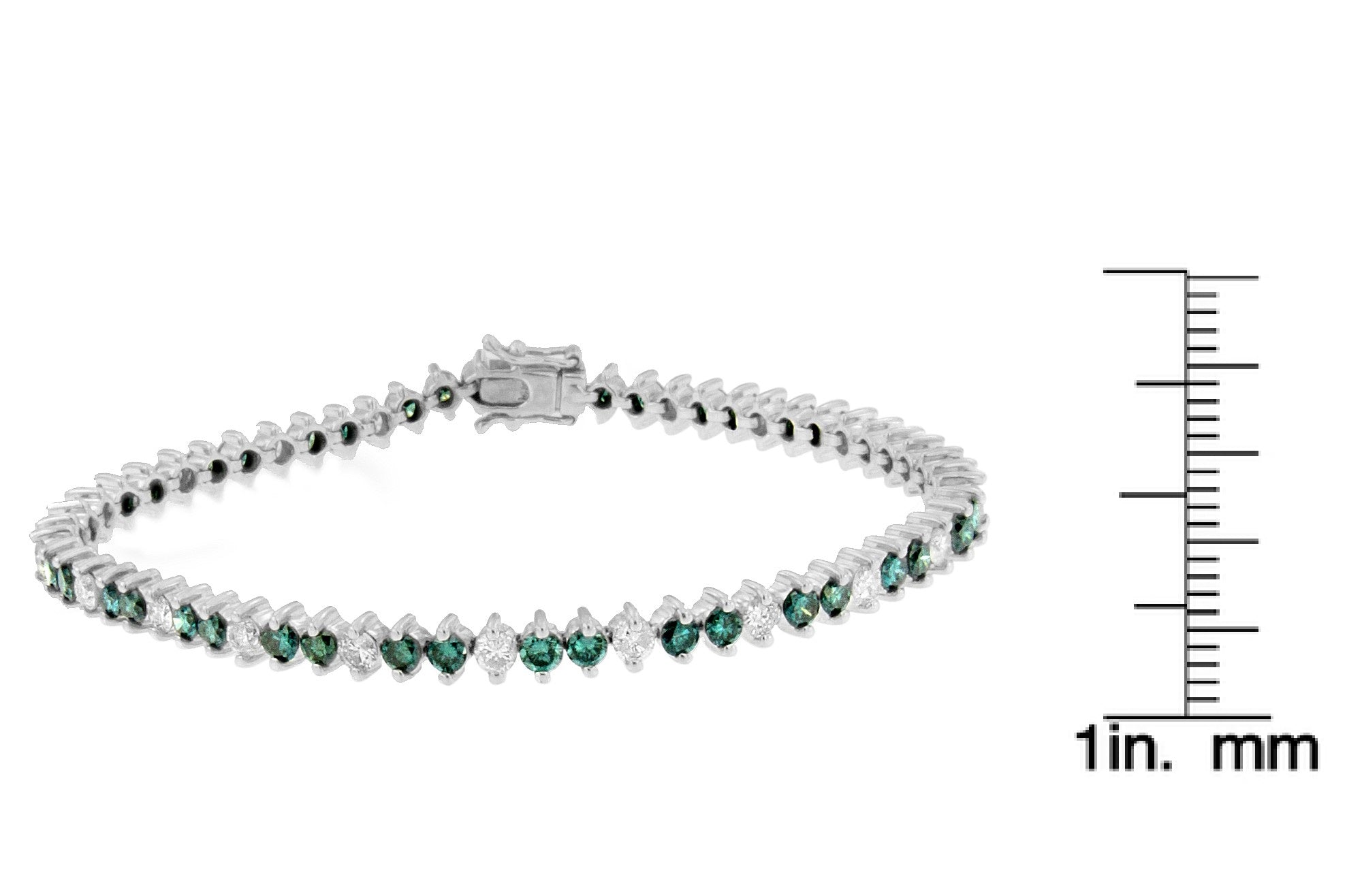 14K White Gold Round-Cut white and Blue Diamond Fashion Bracelet (5.40 cttw, H-I Color, I1-I2 Clarity)