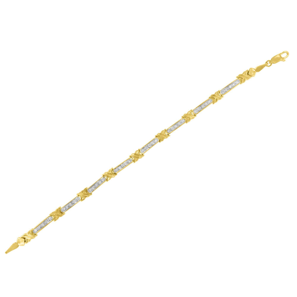 10K Yellow Gold 1/2 Cttw Diamond X-Link 7" Bracelet (I-J Color, I1-I2 Clarity)