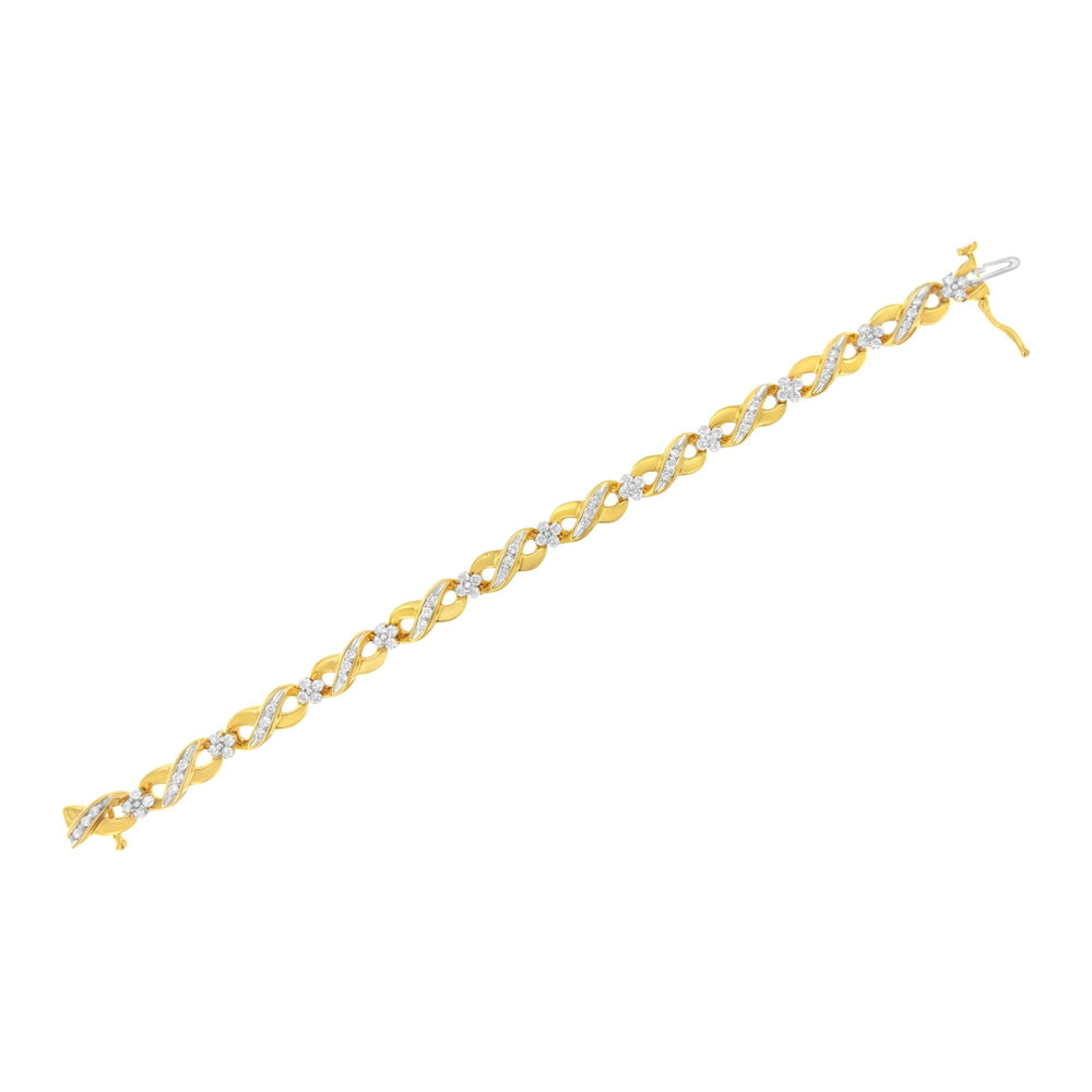 10K Yellow Gold Round-Cut Diamond Infinite Love Bracelet (1.00 cttw, I-J Color, I2-I3 Clarity)