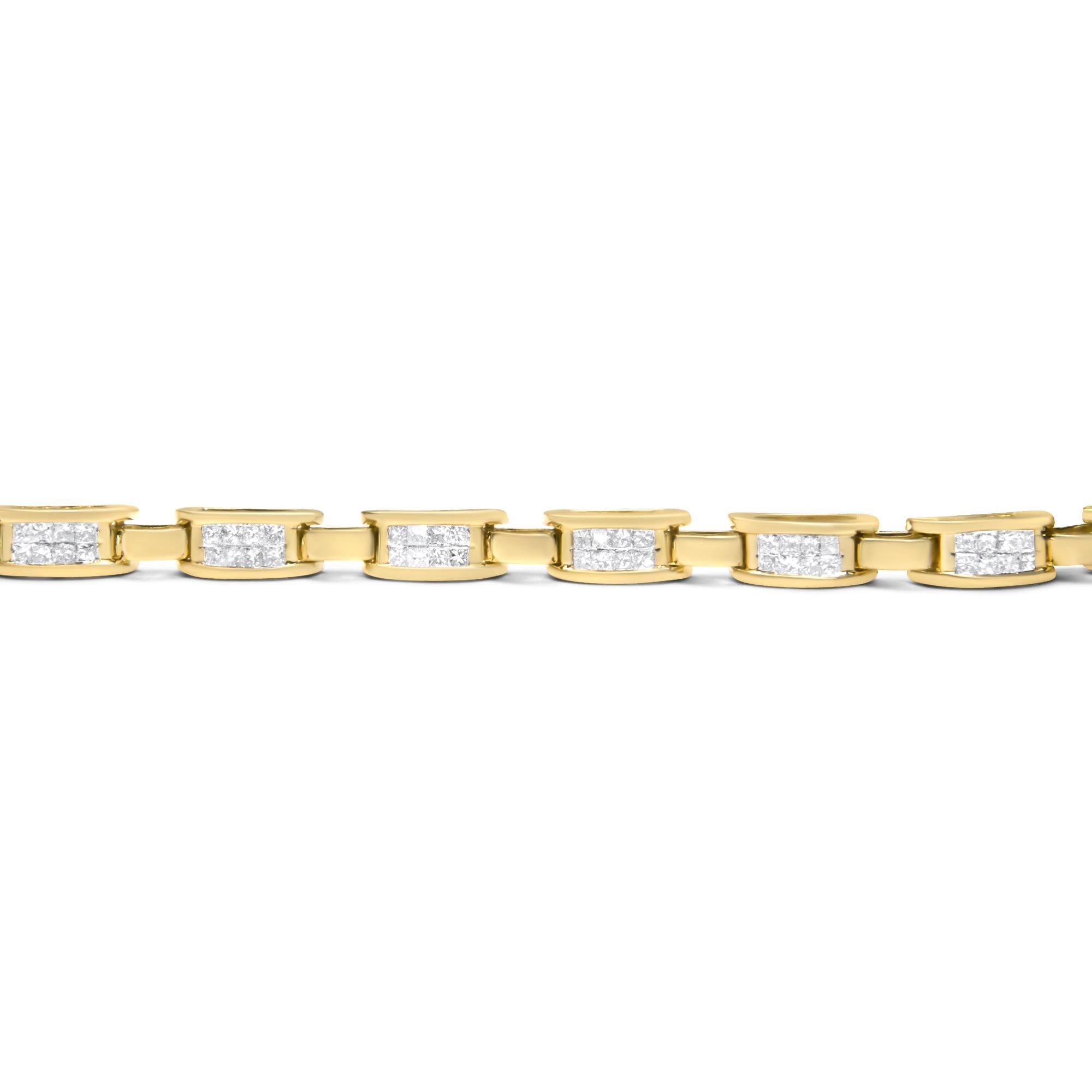 14K Yellow Gold Princess-Cut Diamond Links of Love Bracelet (2.00 cttw, H-I Color, SI2-I1 Clarity)