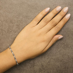 14k White Gold 2 1/4 Cttw Champagne Diamond Bar Link 7" Bracelet (Champagne Color, I1-I2 Clarity)