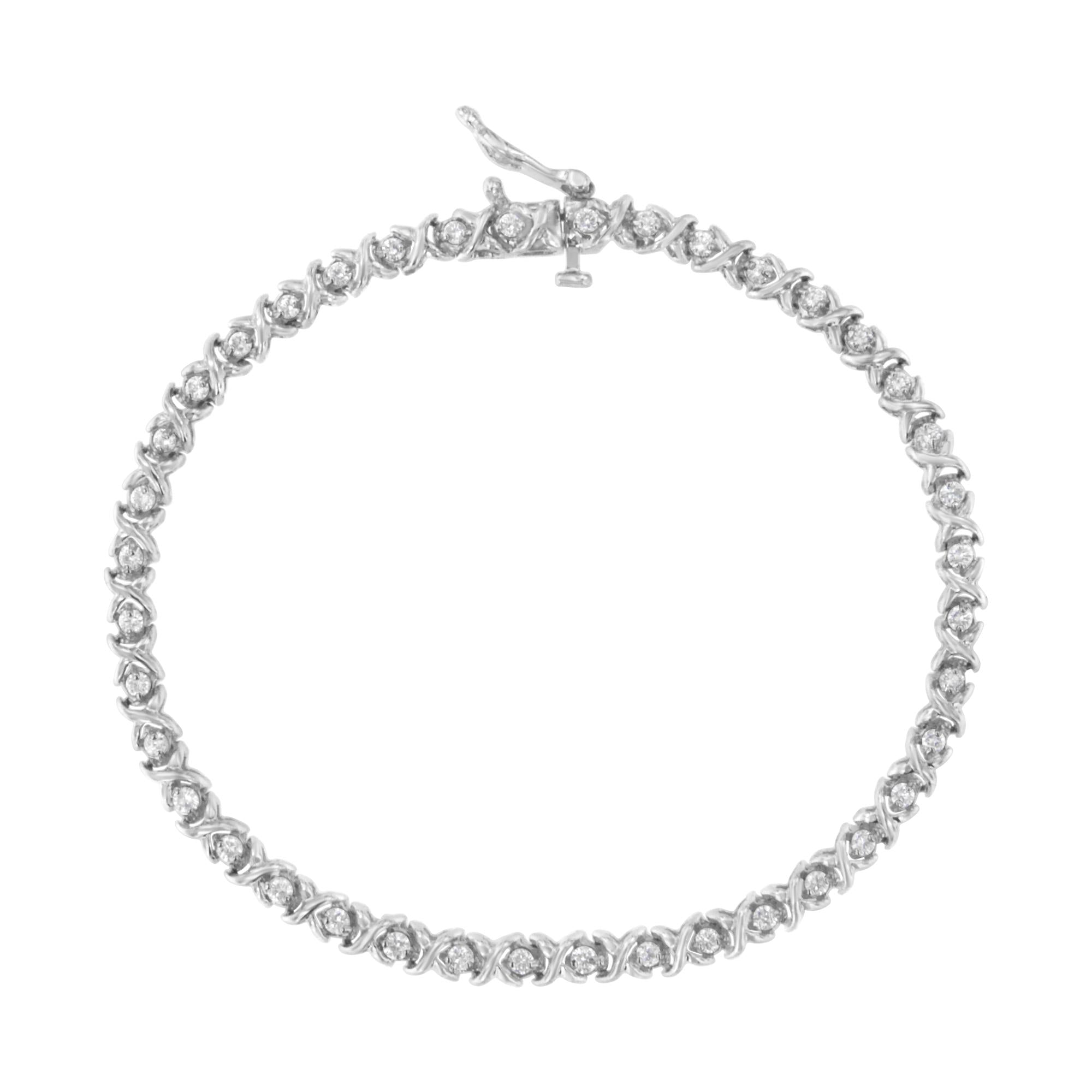 18K White Gold Round Cut Diamond Wrapped in Love Bracelet (1.00 cttw, H-I Color, I1-I2 Clarity)