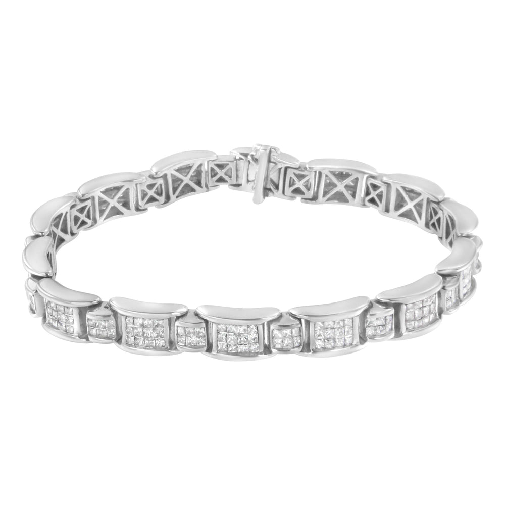 18K White Gold 5.0 Carat Princess Diamond Buckle Link Bracelet
