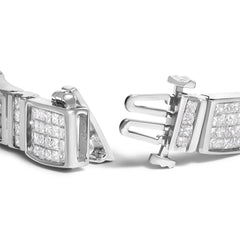 14K White Gold 7.0 Cttw Princess Cut Diamond 7" Alternating Vertical and Horizontal Rectangular Link Tennis Bracelet (H-I Color, SI2-I1 Clarity)