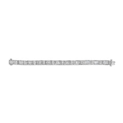 14K White Gold 7.0 Cttw Princess Cut Diamond 7" Alternating Vertical and Horizontal Rectangular Link Tennis Bracelet (H-I Color, SI2-I1 Clarity)