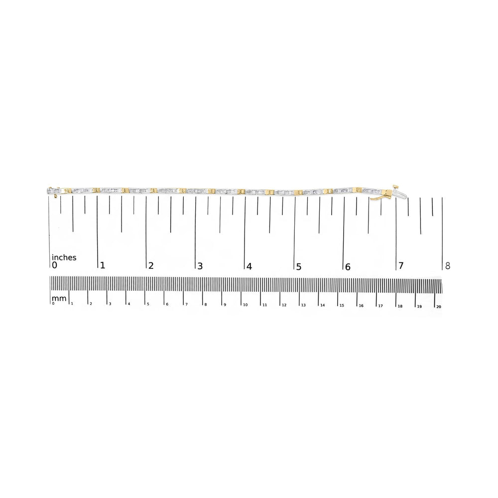 10k Yellow Gold 1.00 Cttw Baguette-Cut Channel Diamond Link Bracelet
