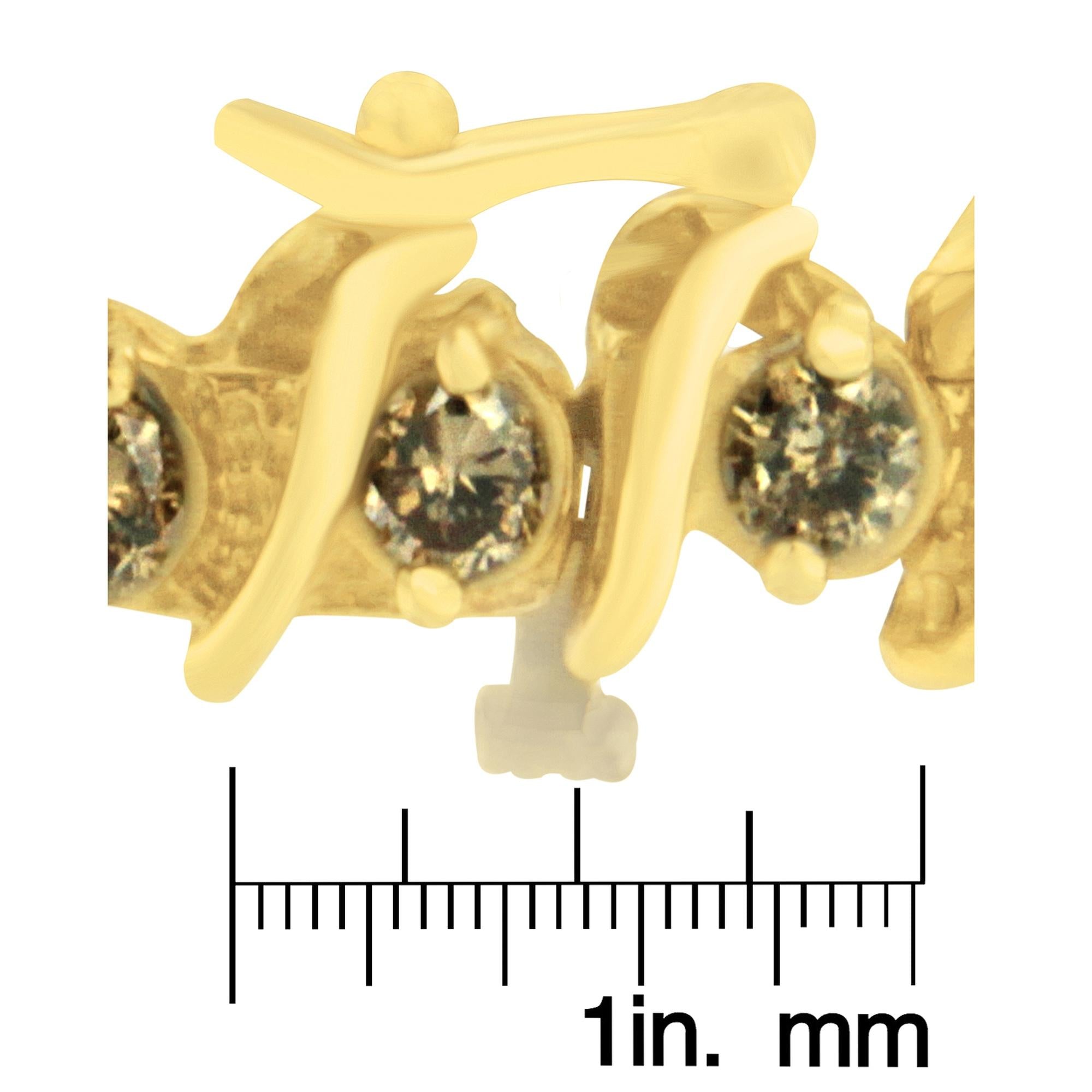 14K Yellow Gold Round-Cut Diamond 'S' Bracelet (6.00 cttw, Brown Color, I1-I2 Clarity)