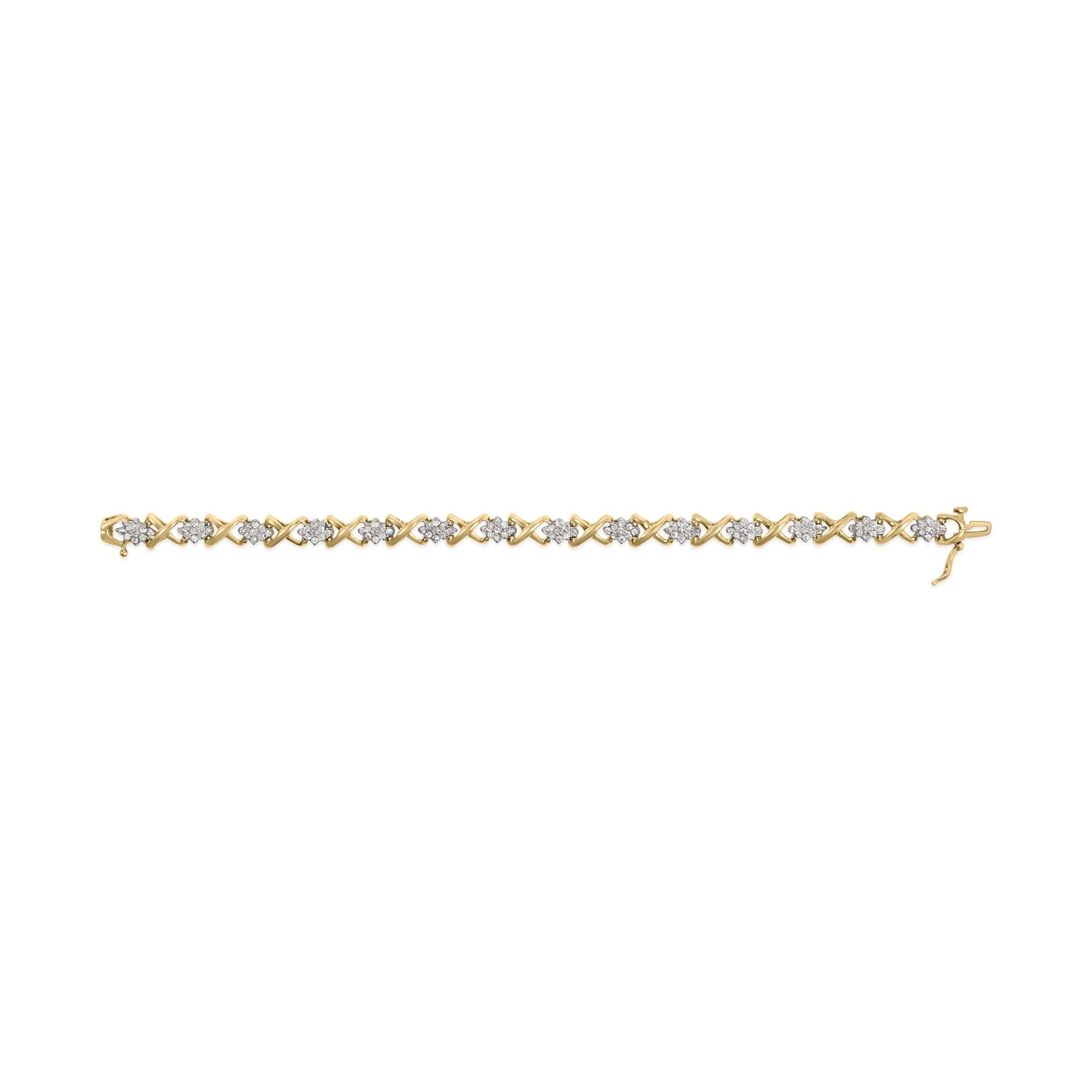 10k Yellow Gold Plated .925 Sterling Silver 2.00 Cttw Round-Cut Diamond Link 7" Bracelet (H-I Color, I2-I3 Clarity)