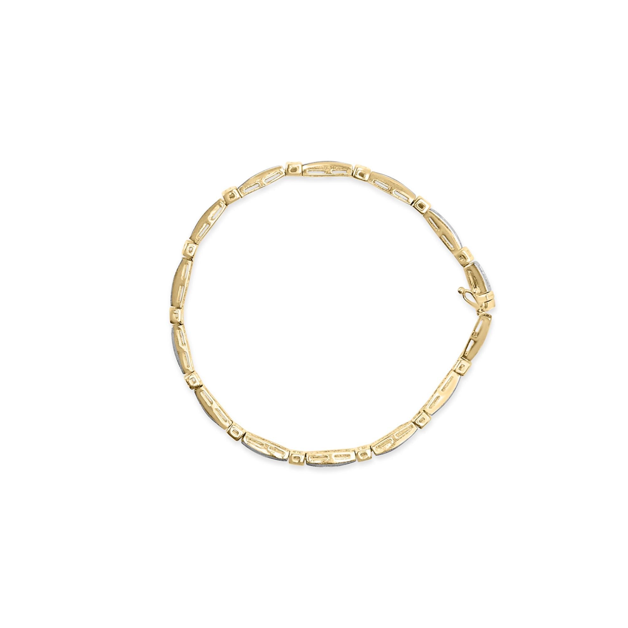 14K Yellow Gold 1.00 Cttw Baguette Diamond Channel Link Bracelet