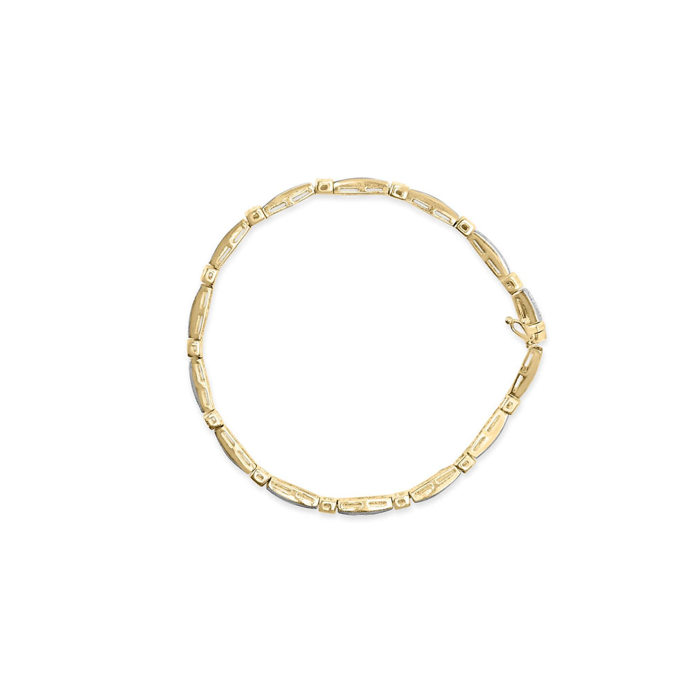 14K Yellow Gold 1.00 Cttw Baguette Diamond Channel Link Bracelet