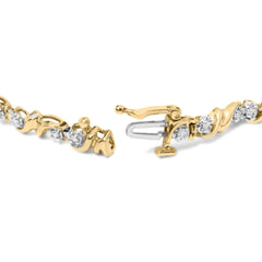 .925 Sterling Silver 1/2 Cttw Diamond Contoured Double Wave Link 7" Tennis Bracelet (I-J Color, I3 Clarity)