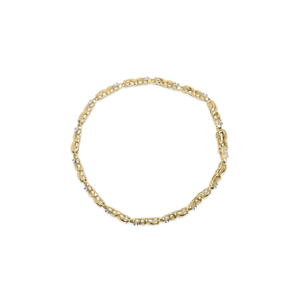 .925 Sterling Silver 1/2 Cttw Diamond Contoured Double Wave Link 7" Tennis Bracelet (I-J Color, I3 Clarity)