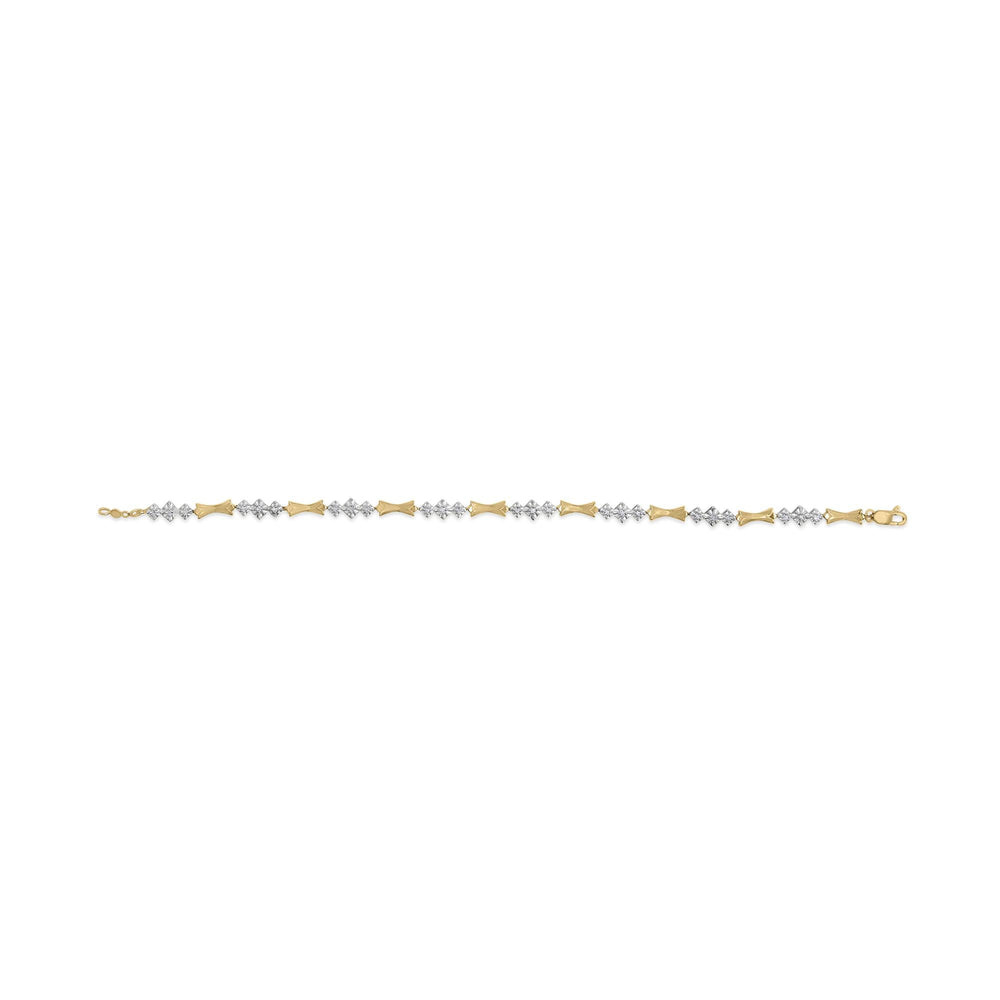 10k Gold 1/3 Cttw Diamond Miracle Set Alternating Bar and Link Bracelet (I-J Color, I1-I2 Clarity) - 7.75" Inches