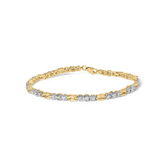 10k Yellow Gold 1.00 Cttw Diamond 3 Stone Link Bracelet (I-J Color, I1-I2 Clarity) -7.25" Inches
