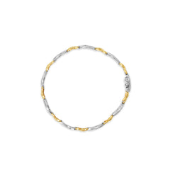 10K Two Tone Gold 1.00 Cttw Channel Set Baguette Diamond Chevron Wave Link 7" Bracelet (I-J Color, I2-I3 Clarity)