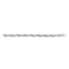 14K White Gold 4.0 Cttw Invisble Set Princess-Cut Diamond Wave Style Link Bracelet (H-I Color, SI2-I1 Clarity) - 7"