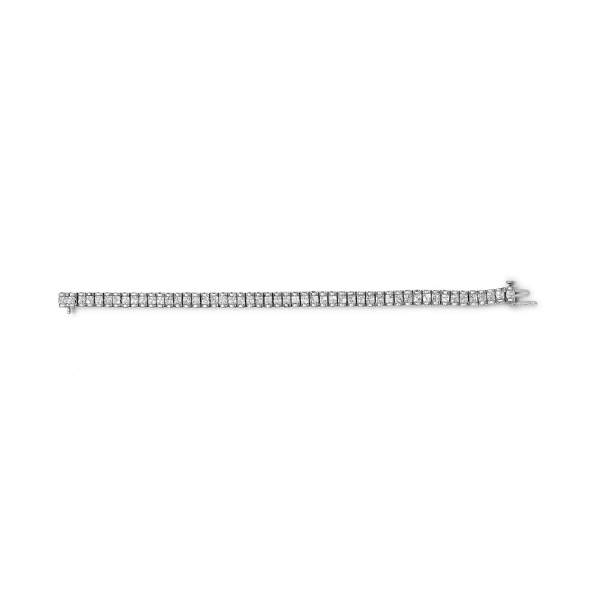 14K Gold 3.0 Cttw Princess Cut Quad Invisible Set Tennis Bracelet (H-I Color, SI1-SI2 Clarity) - 7”