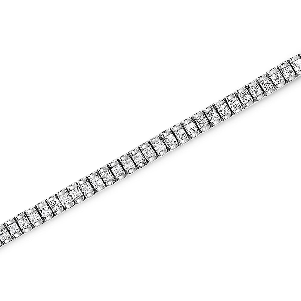 14K Gold 3.0 Cttw Princess Cut Quad Invisible Set Tennis Bracelet (H-I Color, SI1-SI2 Clarity) - 7”