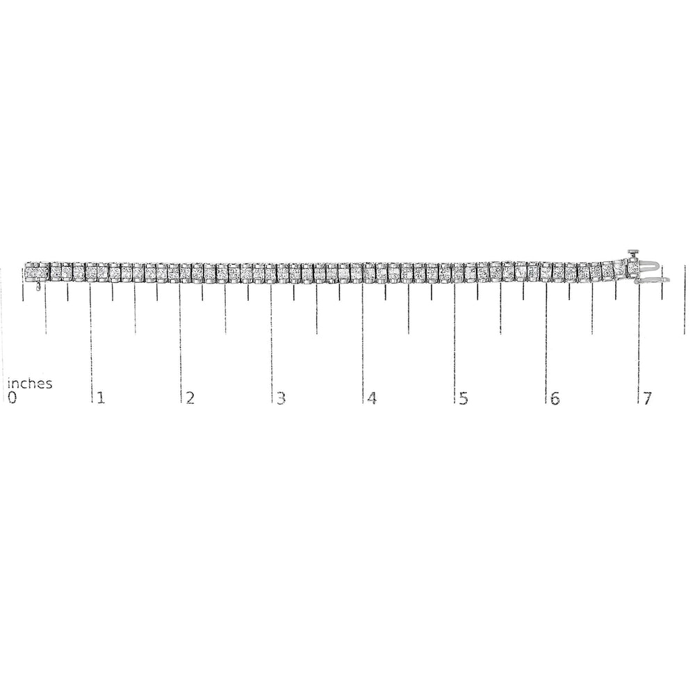 14K Gold 3.0 Cttw Princess Cut Quad Invisible Set Tennis Bracelet (H-I Color, SI1-SI2 Clarity) - 7”