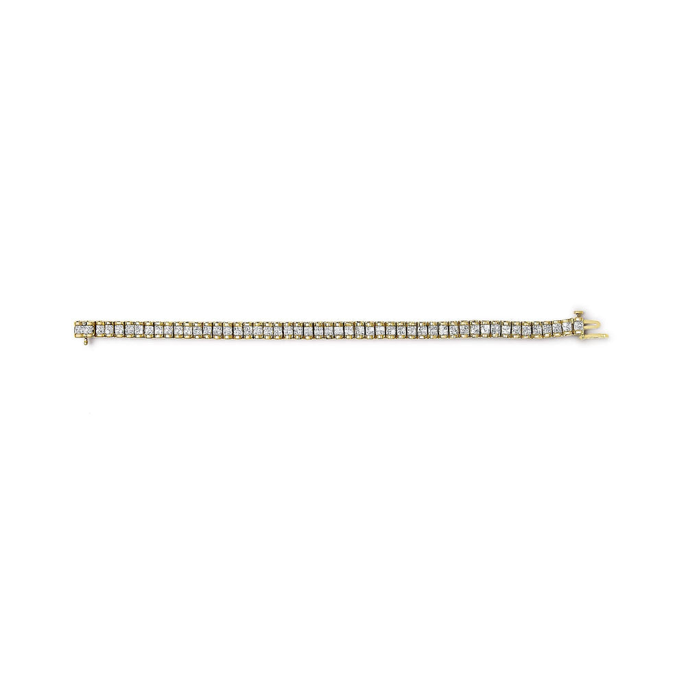 14K Gold 3.0 Cttw Princess Cut Quad Invisible Set Tennis Bracelet (H-I Color, SI1-SI2 Clarity) - 7”