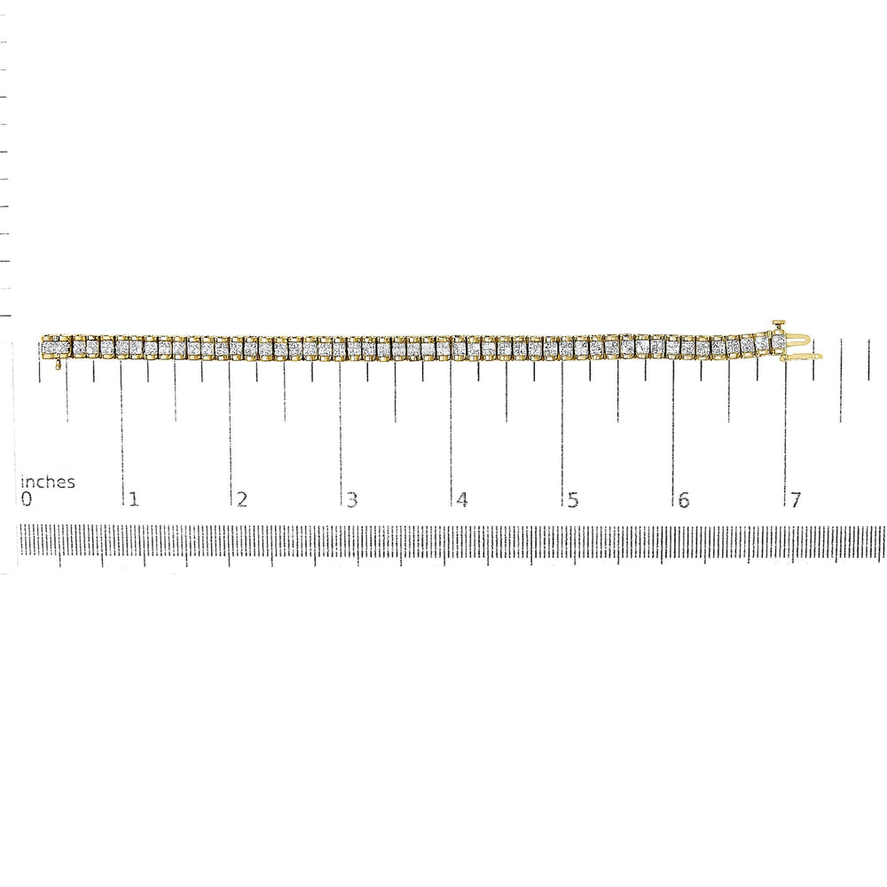 14K Gold 3.0 Cttw Princess Cut Quad Invisible Set Tennis Bracelet (H-I Color, SI1-SI2 Clarity) - 7”
