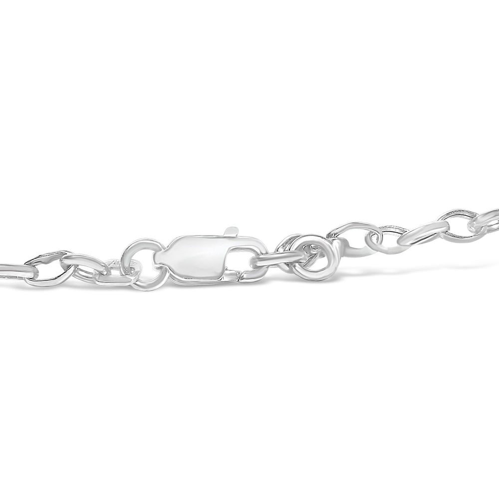 10k White Gold 1/6 Cttw Diamond "Love" Charm Cable Chain Bracelet (H-I Color, I1-I2 Clarity) - 7"