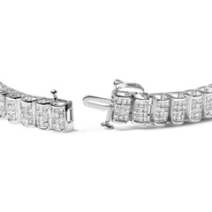 14K Gold 5.00 Cttw Square Princess Cut White Diamond Rectangular Invisible Set Link Tennis Bracelet (H-I Color, SI2-I1 Clarity) - 7.5” Inches