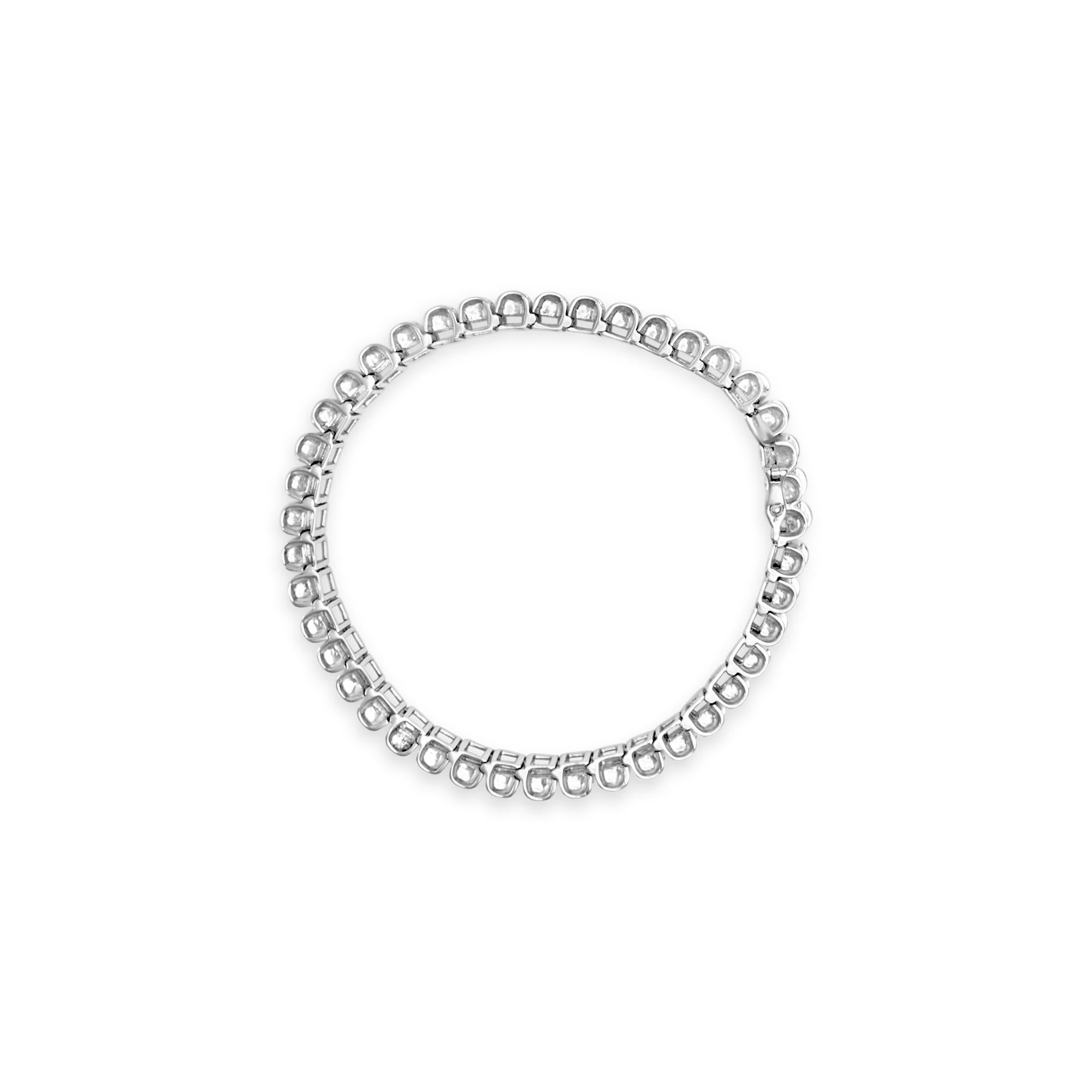 14K Gold 5.00 Cttw Square Princess Cut White Diamond Rectangular Invisible Set Link Tennis Bracelet (H-I Color, SI2-I1 Clarity) - 7.5” Inches