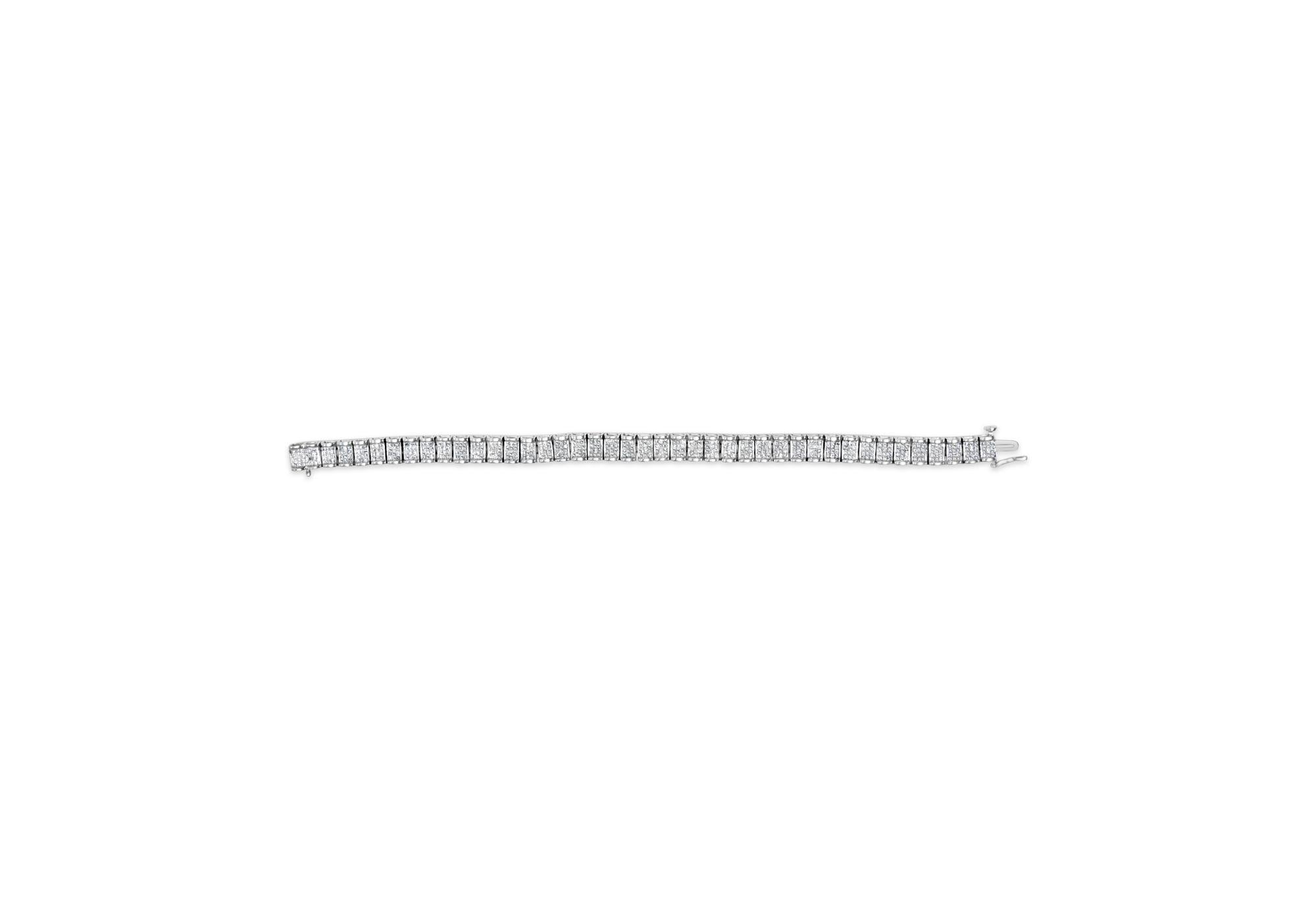 14K Gold 5.00 Cttw Square Princess Cut White Diamond Rectangular Invisible Set Link Tennis Bracelet (H-I Color, SI2-I1 Clarity) - 7.5” Inches