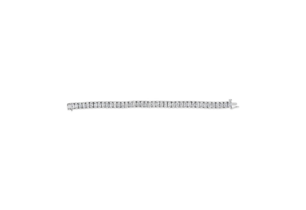 14K Gold 5.00 Cttw Square Princess Cut White Diamond Rectangular Invisible Set Link Tennis Bracelet (H-I Color, SI2-I1 Clarity) - 7.5” Inches