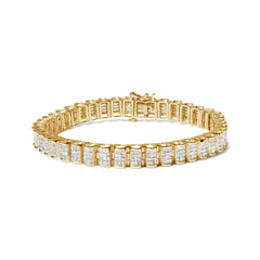 14K Gold 5.00 Cttw Square Princess Cut White Diamond Rectangular Invisible Set Link Tennis Bracelet (H-I Color, SI2-I1 Clarity) - 7.5” Inches