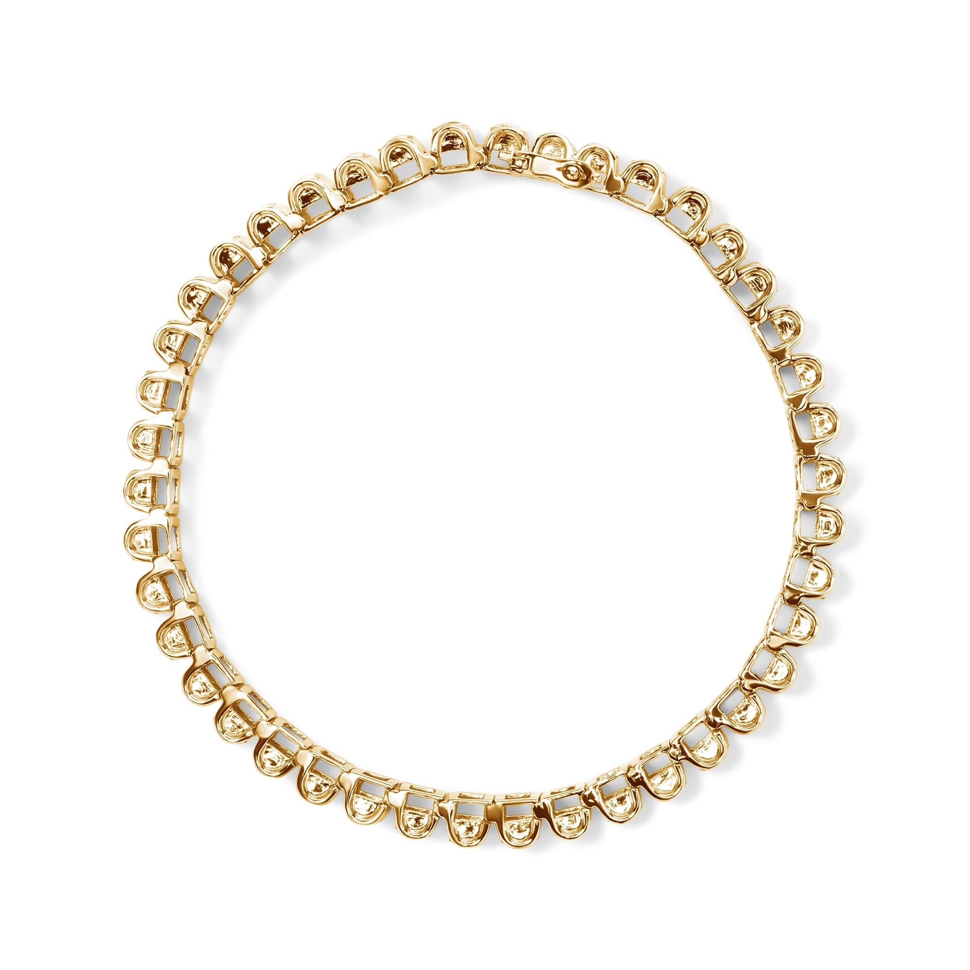 14K Gold 5.00 Cttw Square Princess Cut White Diamond Rectangular Invisible Set Link Tennis Bracelet (H-I Color, SI2-I1 Clarity) - 7.5” Inches