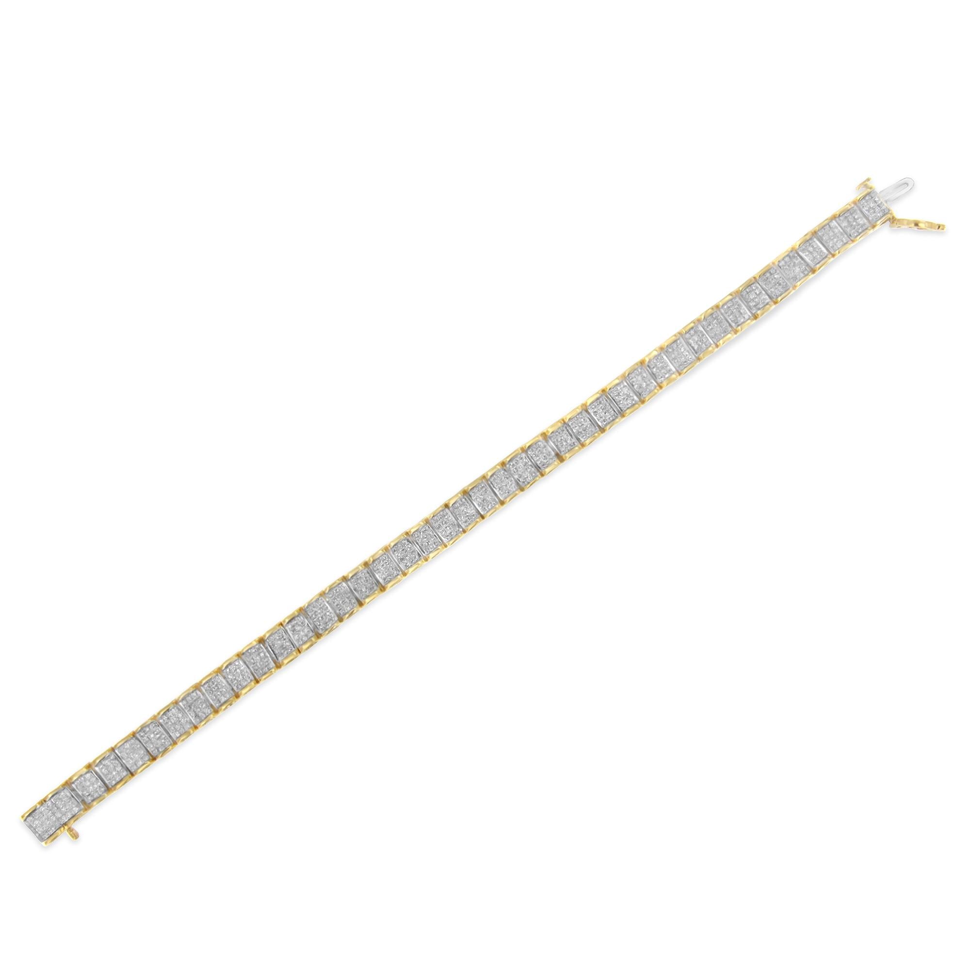 14K Gold 5.00 Cttw Square Princess Cut White Diamond Rectangular Invisible Set Link Tennis Bracelet (H-I Color, SI2-I1 Clarity) - 7.5” Inches