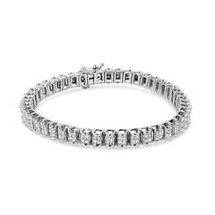 14K White Gold 3.00 Cttw Princess Diamond Composite Link Tennis Bracelet (I-J Color, I1-I2 Clarity) - 7.25"