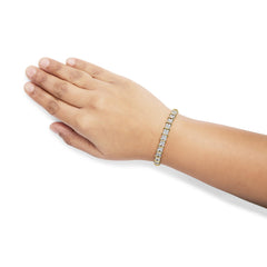 10K Yellow Gold Plated .925 Sterling Silver 2.0 Cttw Round Diamond Cluster "X" Shaped Link Bracelet (H-I Color, I3 Clarity) - 7"