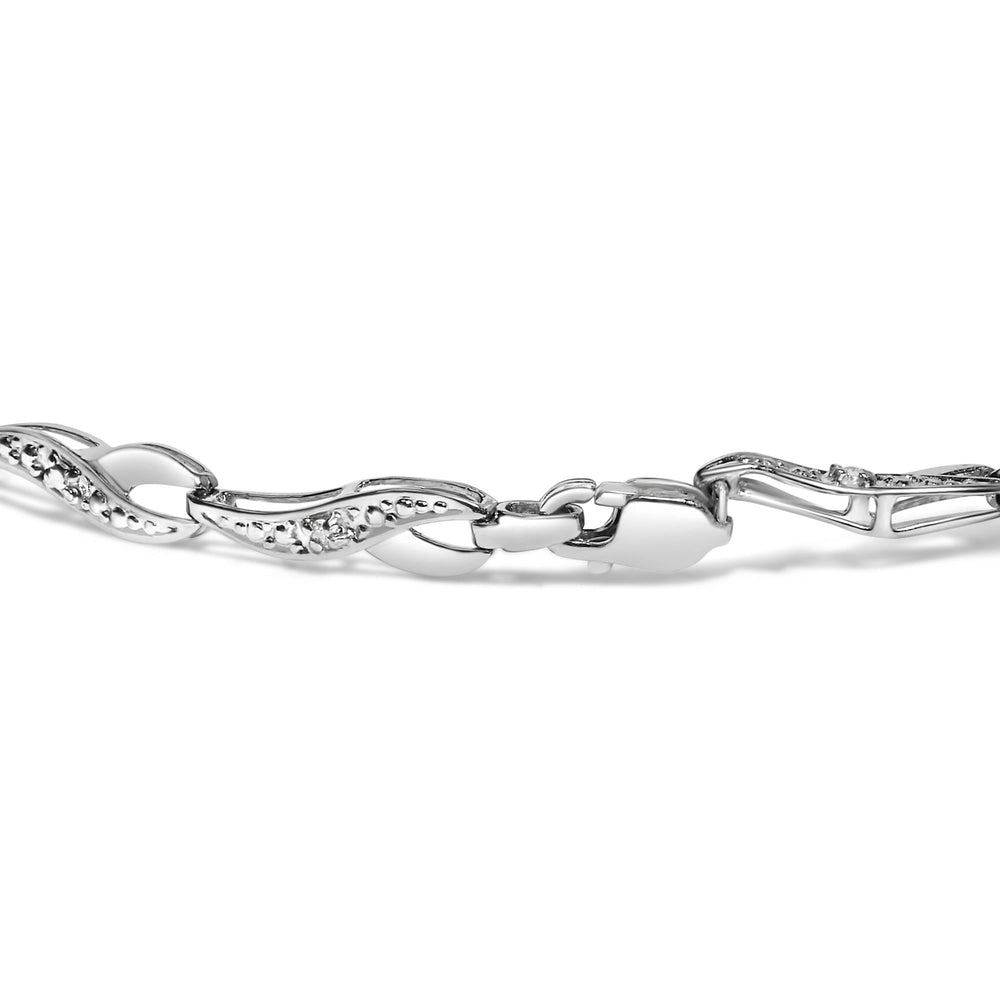 10k White Gold Diamond Accent Spiral Link Bracelet (H-I Color, I3 Clarity) - 7.5" Inches