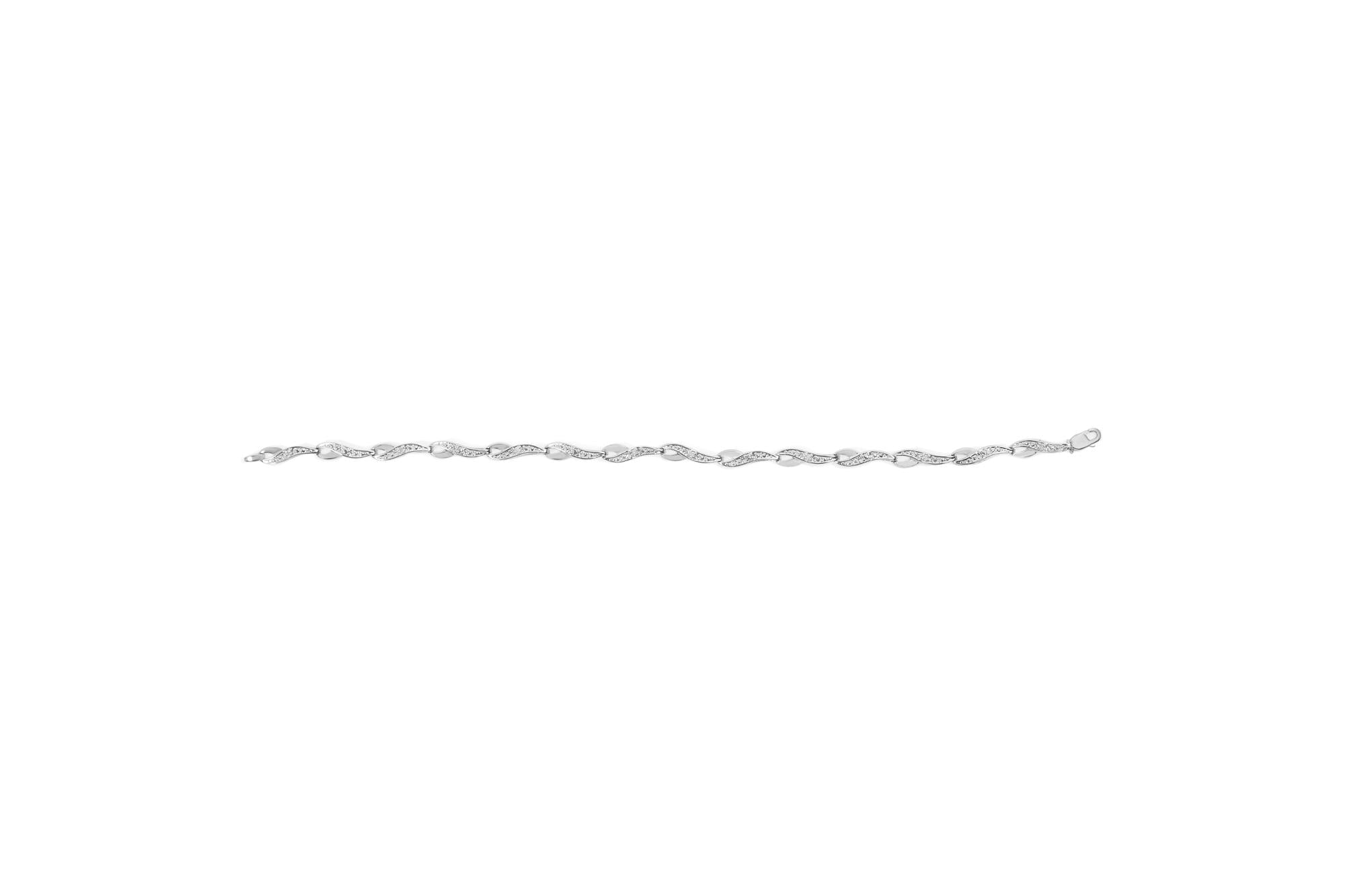 10k White Gold Diamond Accent Spiral Link Bracelet (H-I Color, I3 Clarity) - 7.5" Inches