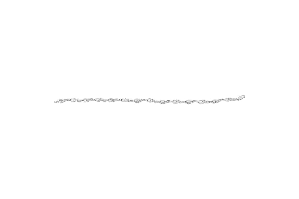 10k White Gold Diamond Accent Spiral Link Bracelet (H-I Color, I3 Clarity) - 7.5" Inches