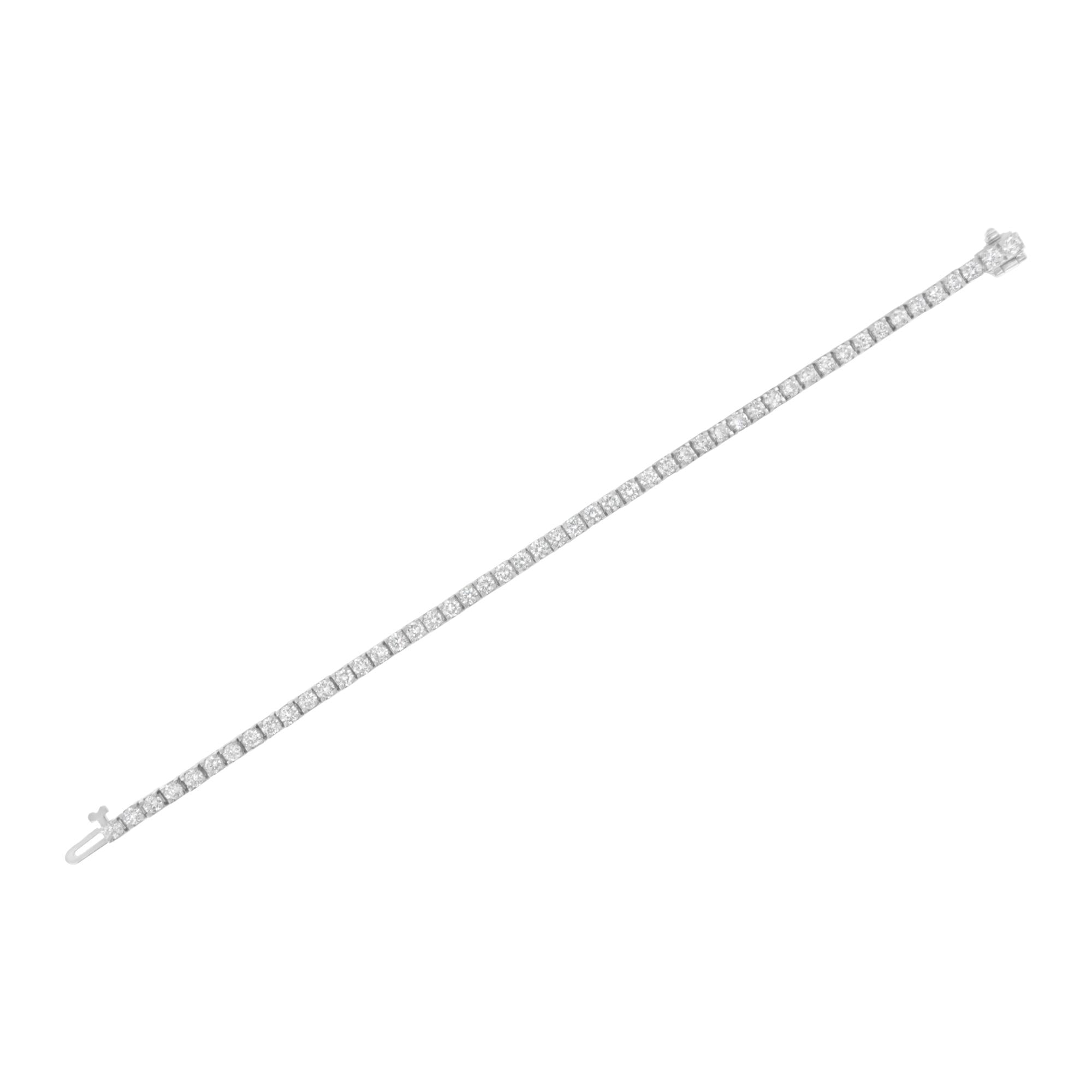 IGI Certified 5-3/4 Cttw Round-Brilliant Diamond 14K White Gold 7” Hinged Tennis Bracelet (H-I Color, I1-I2 Clarity)
