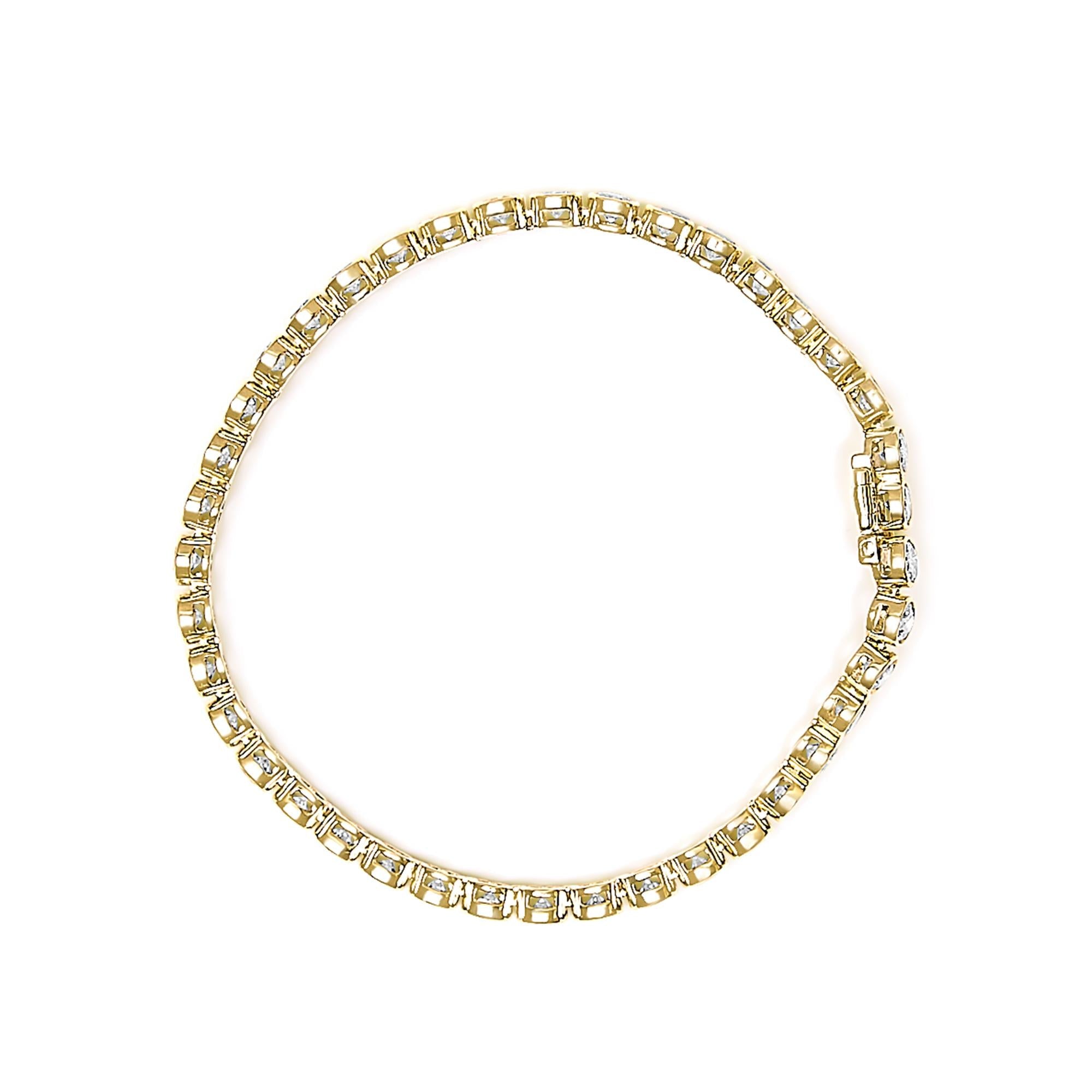 10K Yellow Gold 8.0 Cttw Bezel Set Round Diamond Tennis Bracelet
